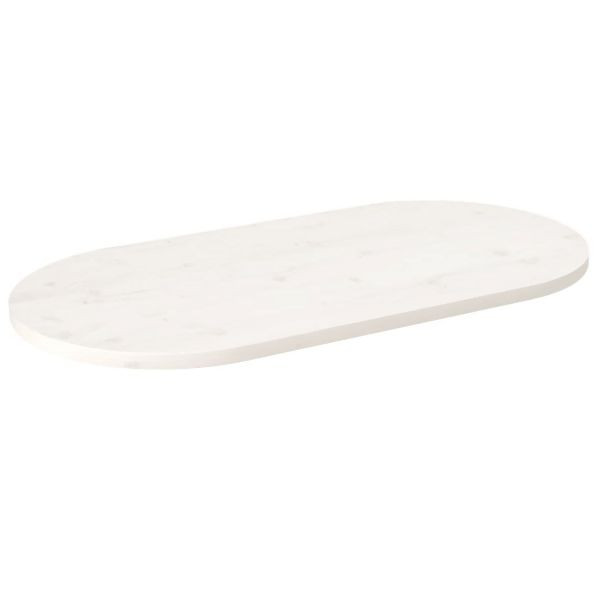 vidaXL Tischplatte Weiß 100x50x2,5 cm Massivholz Kiefer Oval, 824361