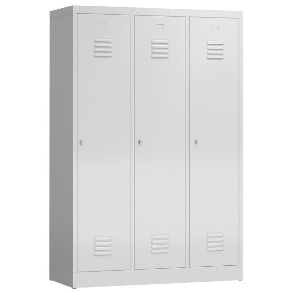 Lüllmann ClassiX Garderobenschrank, 3 Abteile mit S/W-Trennung, 1800 x 1185 x 500 mm, lichtgrau, X-515130