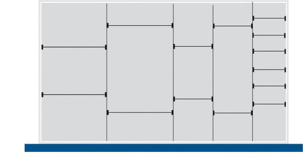 bott cubio Sortiment mit 18 Trennwänden 4 x Trennwand/14 x Steckwand BxTxH: 1050 x 650 x 52 mm, verzinkt, 43020677.51