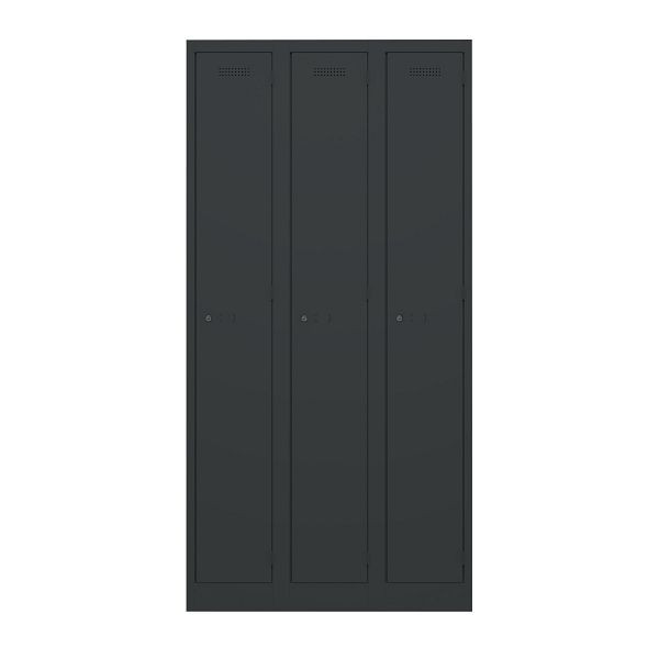 Bisley Garderobenschrank Primary Locker, 3 Abteile, 133 schwarz antibakteriell, PL3050T1133
