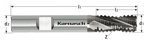 Karnasch VHM-HXF-Profil-Schruppfräser lang HSC/HPC d= 12,0 mm Schaft HB DVC - X3, 3063531200
