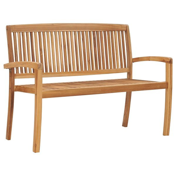 vidaXL Gartenbank 2-Sitzer Stapelbar 128,5 cm Massivholz Teak, 49388