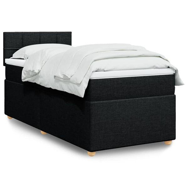 vidaXL Boxspringbett mit Matratze Schwarz 90x190 cm Stoff, 3288837