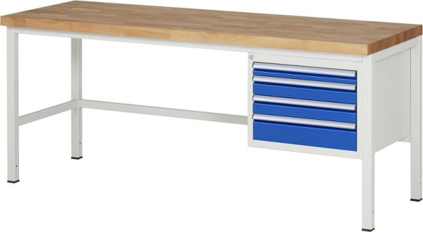 RAU Werkbank Serie 8000 - Modell 8132, B2000 x T700 x H840-1040 mm, Systemunterbau B1995 x T650 x H800-1000 mm, 03-8132A1-207B4H.11