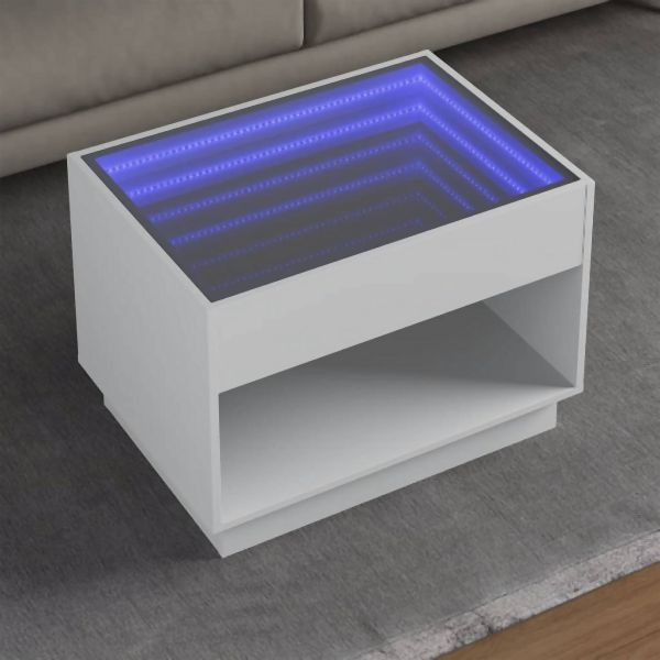 vidaXL Couchtisch mit Infinity-LED Weiß 70x50x50 cm, 847658