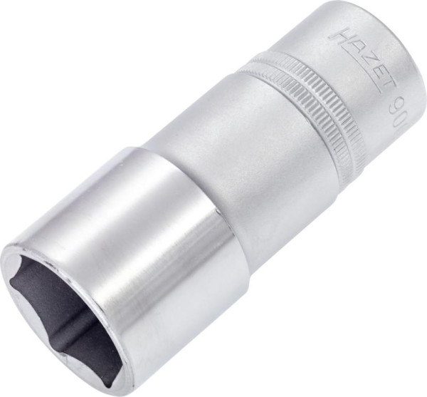 Hazet Steckschlüsseleinsatz, Sechskant, Vierkant hohl 12,5 mm (1/2 Zoll), 27 mm, Lange Ausführung Mit Rändelung, 900LG-27