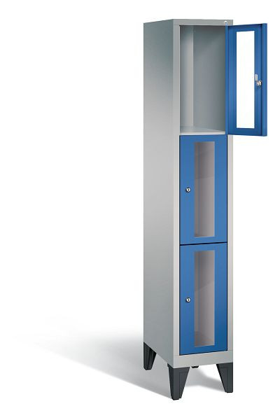 C+P Schließfachschrank Classic, H1850xB320xT500mm, Farbe: Weißaluminium / Enzianblau, 8010A103 S10010