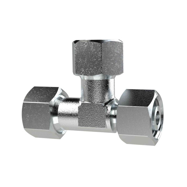 Riegler Einst. L-Anschlussverschraubung, Dichtkegel, 360° drehbar, Mutter M12x1,5 innen, Rohr-Außen-Ø 6 mm, PN max. 315 bar, Stahl verzinkt, 159040
