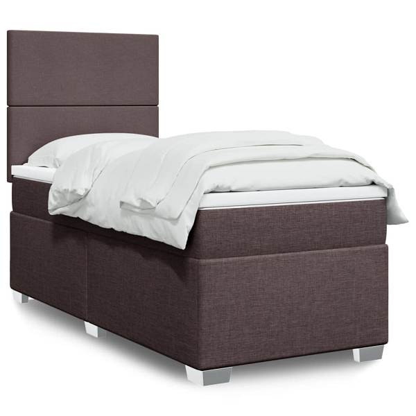 vidaXL Boxspringbett mit Matratze Dunkelbraun 80x200 cm Stoff, 3292611