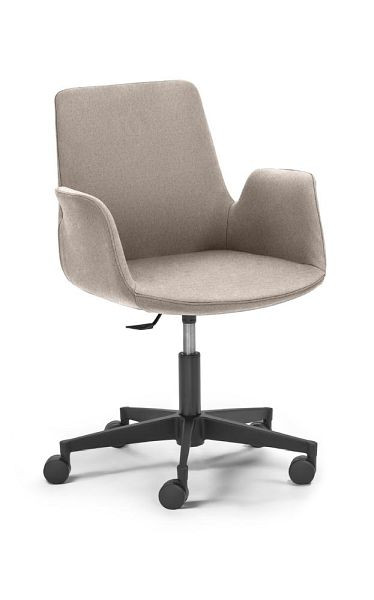 Deskin Konferenz-/Bürostuhl HELLA DV, Fußkreuz Polyamid schwarz, Bezugsstoff Basic MC, beige, 352930