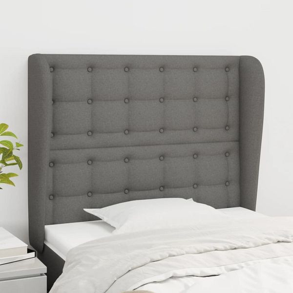 vidaXL Kopfteil mit Ohren Dunkelgrau 83x23x118/128 cm Stoff, 3118365
