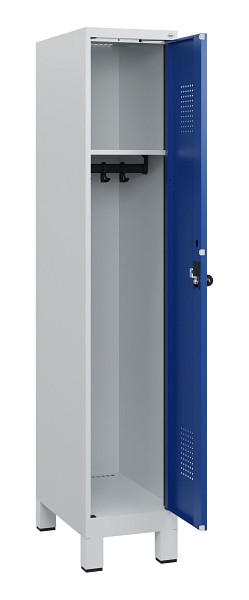 C+P Spind Evolo PLUS, Füße, 1 Abteil, 1630x300x500mm, 7035/5010, Drehriegel, 0490105-10 S10006
