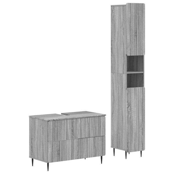 vidaXL 2-teiliges Badezimmer Schrank Set ZWOLLE Sonoma-Grau, 3417519