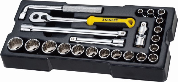 Stanley ½“ Steckschlüssel 12-Kant + Zubehör, STMT1-74726
