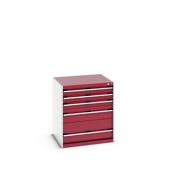 bott cubio Schubladenschrank bestückt mit 5 Schubladen, BxTxH: 800x750x900mm, RAL 7035/3004, 40028113.24V