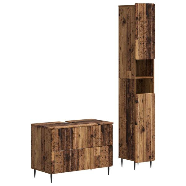 vidaXL 2-teiliges Badezimmer Schrank Set ZWOLLE Altholz Holzwerkstoff, 3417520