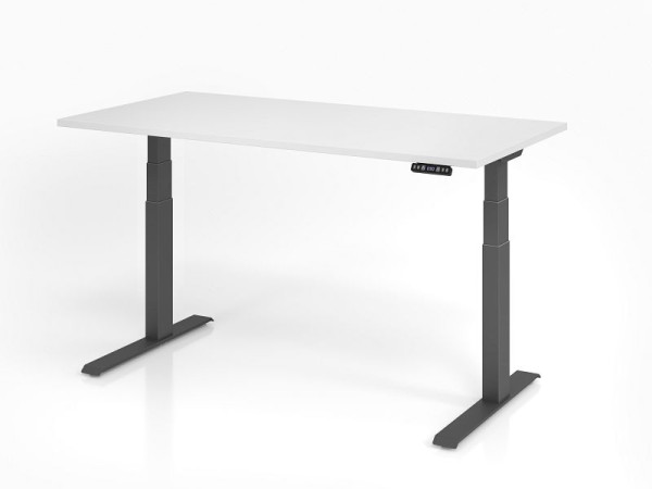 Hammerbacher Schreibtisch XDKB16, 160 x 80 cm, Platte: Weiß, 25 mm dick, ABS-Dickkante, Rechteckform, Graphit, VXDKB16/W/G