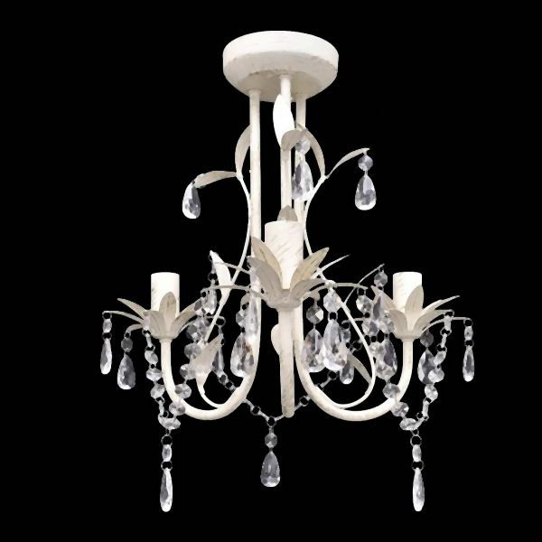 vidaXL Kronleuchter Pendelleuchte Kristall Lampe Lüster Leuchte weiß, 240686