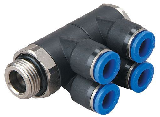 timmer B-YVTEd2-4-1/8-KU, Y-Verteiler-Einschraubverschraubung zylindrisch, Schlauch-Ø: 4 mm, Gewinde: 1/8", VE: 5 Stück, 03180990