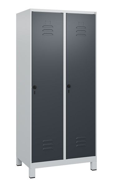C+P Umkleidespind Classic PLUS, Füße, 2 Abteile, 1800x800x500mm, 7035/7016, Drehriegel, 0800107-22 S10008