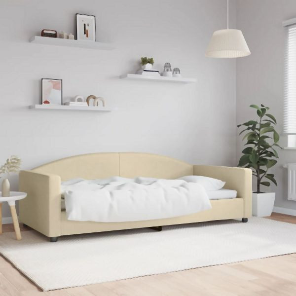 vidaXL Tagesbett Creme 90x200 cm Stoff, 2-in-1, Sofa und Bett, 354115