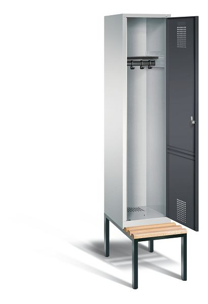 C+P Garderobenschrank Evolo, H2090xB420xT815mm, Farbe: Lichtgrau / Schwarzgrau, 48050-12 S10073