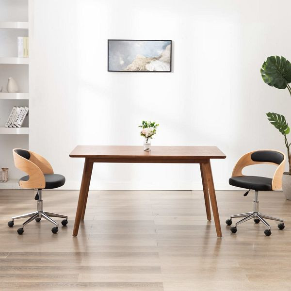 vidaXL Esszimmerstuhl Drehbar Schwarz Bugholz und Kunstleder, 287424