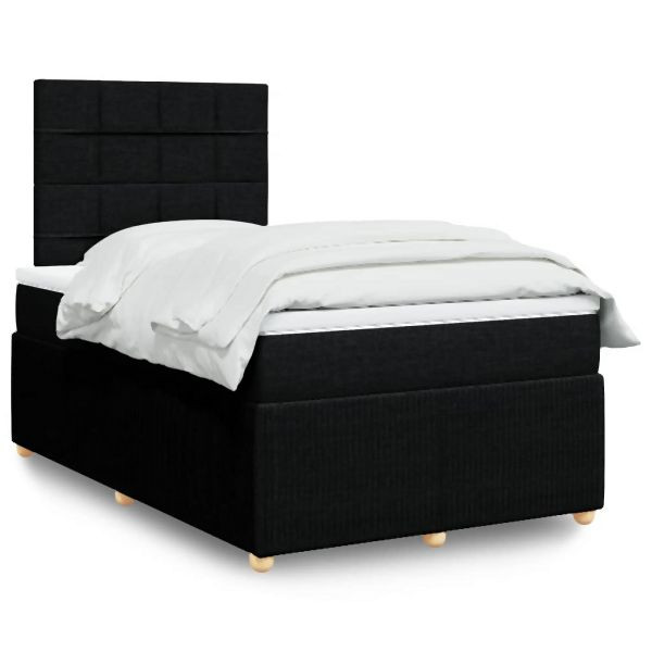 vidaXL Boxspringbett mit Matratze Schwarz 120x200 cm Stoff, 3294325