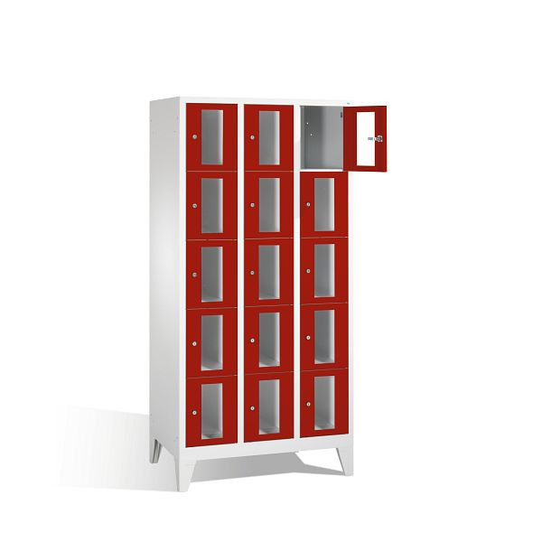 C+P Schließfachschrank Classic, H1850xB900xT500mm, Farbe: Lichtgrau / Rubinrot, 8010A305 S10001
