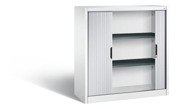 C+P Sideboard mit Rollladen Omnispace, H1230xB1200xT420mm, Farbe: Verkehrsweiß / Weißaluminium, Griffmulde, 3 OH, 3233-00 S10242