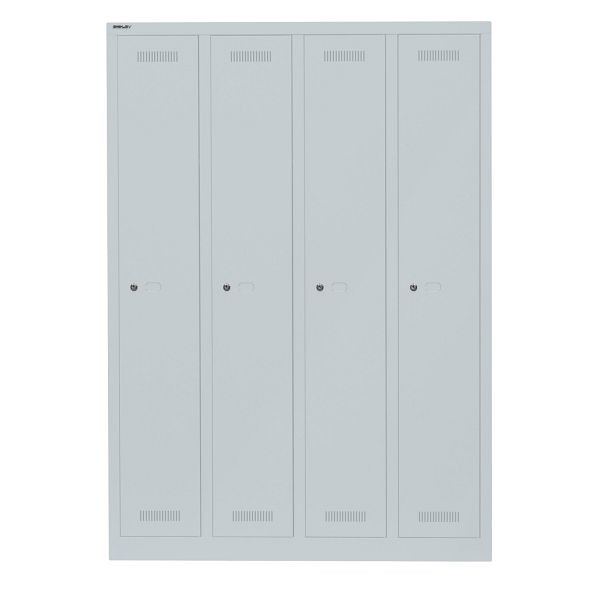 Bisley Garderobenschrank Monobloc™, 4 Abteile je 1 Fach, 145 lichtgrau antibakteriell, ML11Q1145