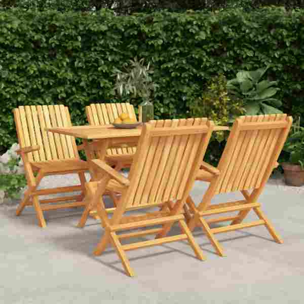 vidaXL 5-tlg. Garten-Essgruppe Massivholz Teak, 3155005