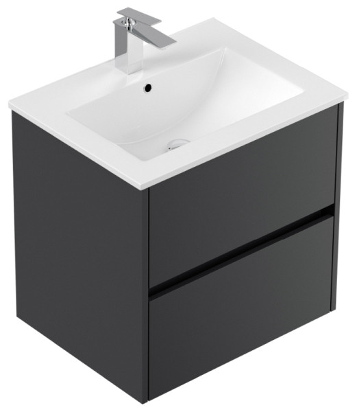 Posseik Badmöbel Limes & Waschtisch 60cm 2 Greifraum SoftClose Auszüge Grafit, PN0001X0000003DE