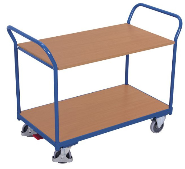 VARIOfit Tischwagen mit 2 Ladeflächen, Außenmaße: 1.195 x 600 x 935 mm, RAL 5010 enzianblau, sw-600.502