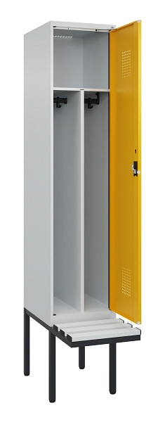 C+P Spind Evolo PLUS, 1 Abteile, 2120x400x815mm, 7035/1004, Haken 4, Zylinderschloss, Sitzfläche Kunststoff, Trennwand, 0490407-12F S10081