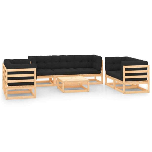 vidaXL 8-teilig Garten-Lounge-Set mit Kissen Massivholz Kiefer, 3083768
