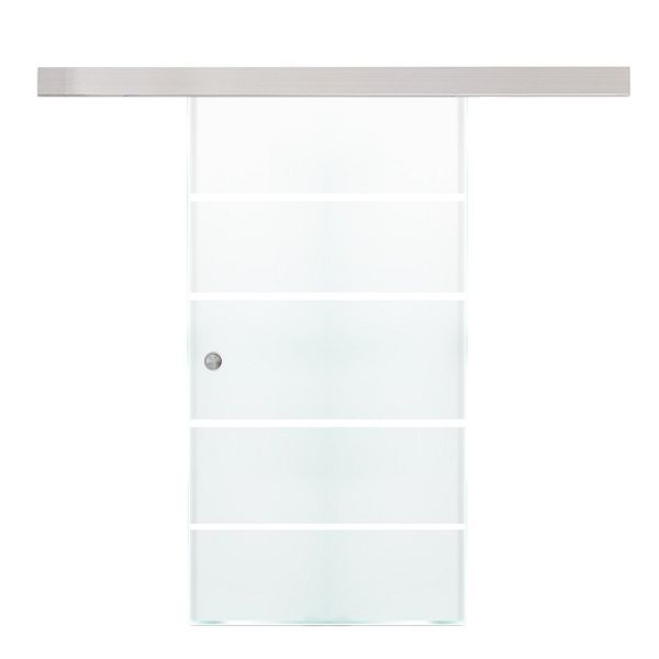 HOME DELUXE Glasschiebetür SIRENA – 205 x 90 cm Milchglas mit Streifen ...