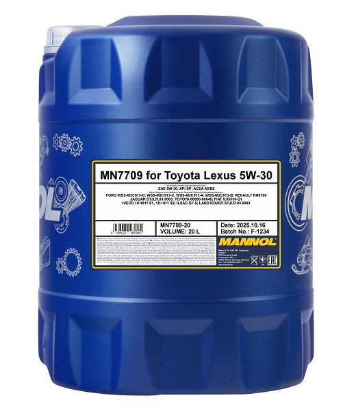 MANNOL Premium-Motoröl 7709 für Toyota Lexus 5W-30, VE: 20 l, MN7709-20