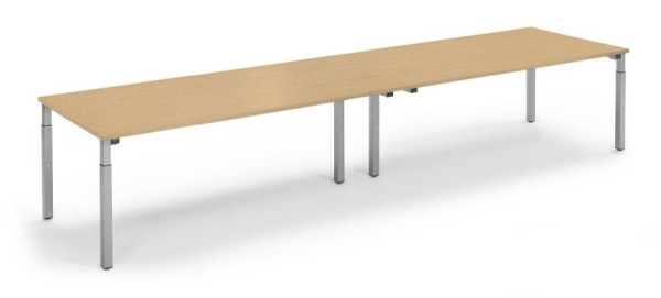 Deskin Konferenztisch System MODUL, Buchedekor, 4000 x 1000 x 650 mm, Gestell: Alusilber RAL 9006, 348141