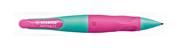 STABILO Ergonomischer Druck-Bleistift für Linkshänder - EASYergo 1.4 in türkis/neonpink - Einzelstift - inklusive 3 dünner Minen - Härtegrad HB, 7881/5-HB