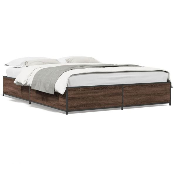 vidaXL Bettgestell Braun Eichen-Optik 120x190 cm Holzwerkstoff Metall, 3279866