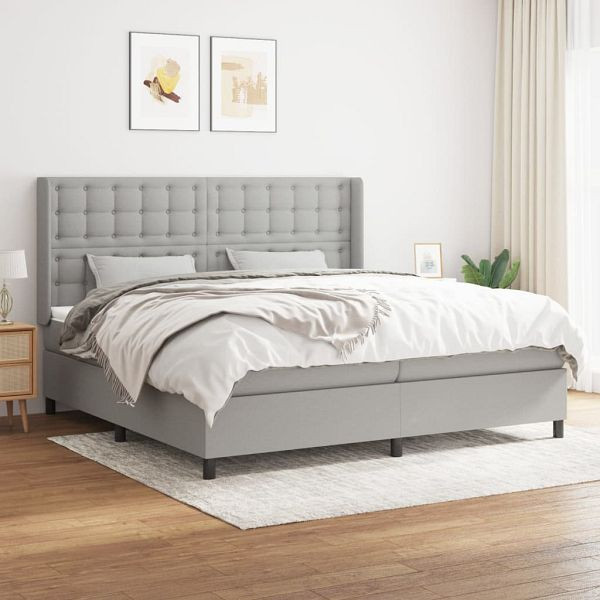 vidaXL Boxspringbett mit Matratze Hellgrau 200x200 cm Stoff, 3131777