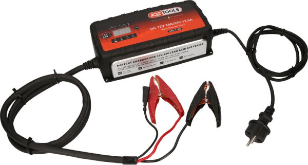 KS Tools 12V + 24V SMARTcharger Hochfrequenz-Batterieladegerät 25A/12, 5A, 550.1745