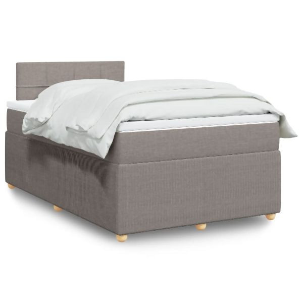 vidaXL Boxspringbett mit Matratze Taupe 120x190 cm Stoff, 3289699