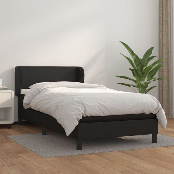 vidaXL Boxspringbett mit Matratze Schwarz 100x200 cm Kunstleder, 3127175