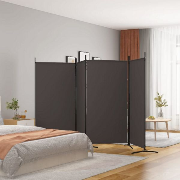 vidaXL 4-teilig Paravent Braun 346x180 cm Abmessung Stoff, 350263