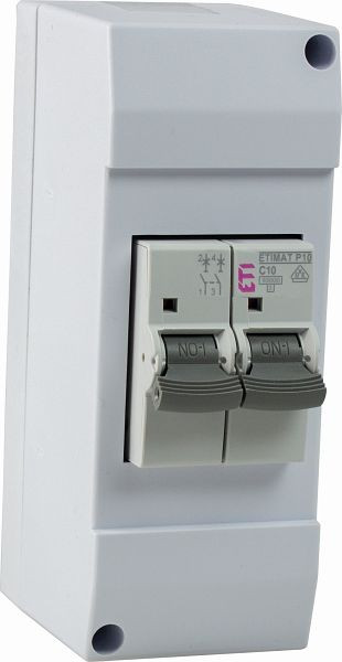 as-Schwabe LS-Sicherungsautomat C10A im Kunststoffgehäuse, Zweipolig schaltender Sicherungsautomat 230V/10A mit LS C10A, 2polig, 61564