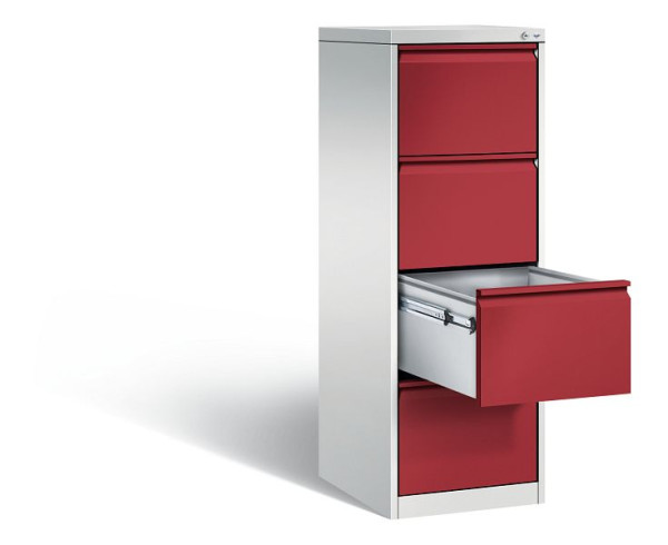 C+P Hängeregistraturschrank Acurado, H1357xB433xT590mm, Farbe: Lichtgrau / Rubinrot, Griffleiste, 12434-311 S10009