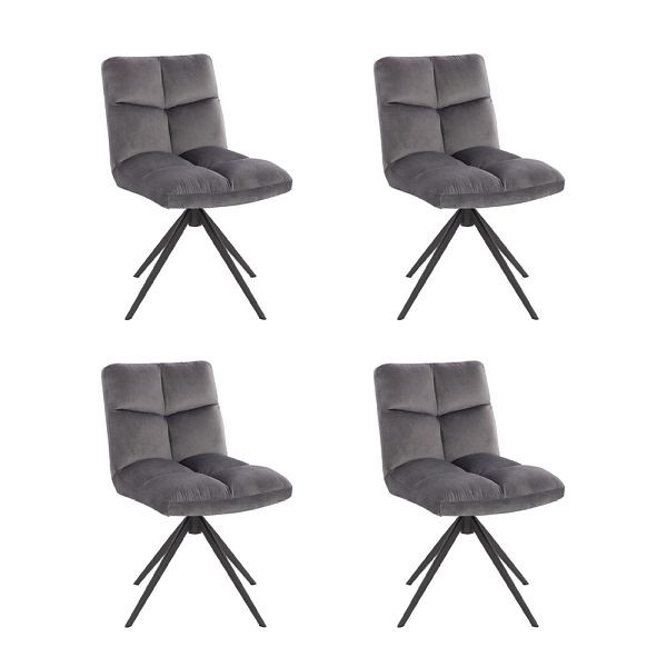 HOME DELUXE Esszimmerstuhl drehbar 4er Set NODA – Samt Hellgrau, 51316