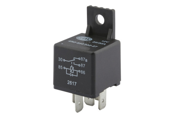 HELLA Relais, Arbeitsstrom, 12V, 5-polig, Wechsler, mit Halter, 4RD 933 332-277